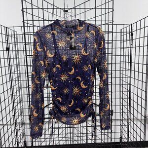 Celestial Hot Topic Cosmic Aura Lined Mesh L/S Shirt Size Small NWT